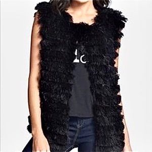 Lark Black Shaggy Faux Fur Vest